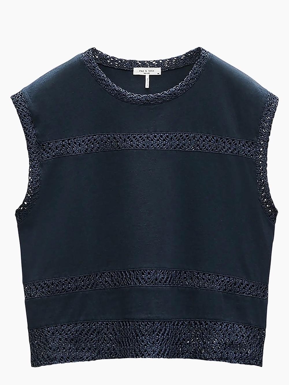 *NWT* Rag & Bone Rosie Lace-Trim Cotton Muscle Tank, Size Medium - Picture 4 of 14